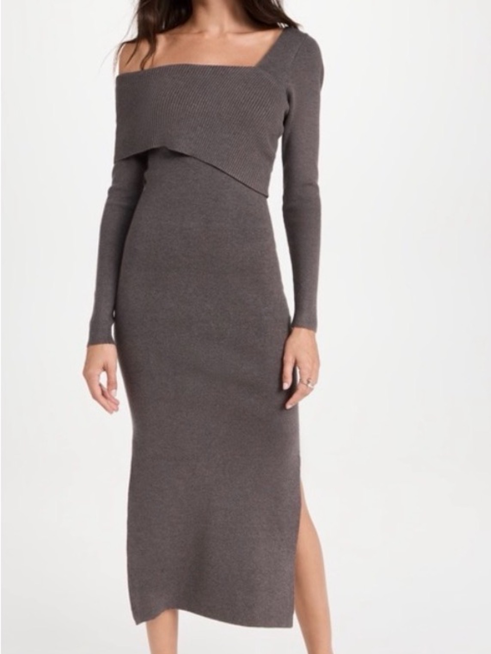 Line & Dot Sylvie sweater bodycon maxi dress - Charcoal Brown